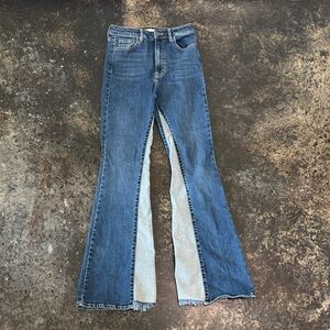 Classic Blue Flare Jeans with Contrast Panels